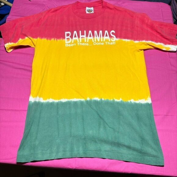 Vintage 90’s Bahamas Single Stitch‎ Tie Dye T-shirt Large Been There Done That - Picture 1 of 6